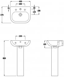 Essential Lily 450mm 1 Tap Hole Basin