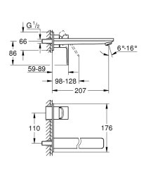 Grohe Lineare L-Size Wall Mounted 2-Hole Basin Mixer - Chrome