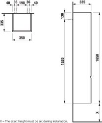 Laufen Pro S 350 x 1650mm 1 Door Tall Cabinet - Matt White