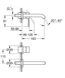 Grohe Essence M-Size Wall Mounted 2 Hole Basin Mixer - Chrome