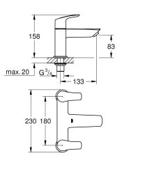 Grohe Eurosmart Deck Mounted Bath Filler