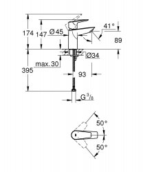 Grohe BauEdge Basin Mixer