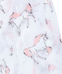 Horses Motif White Pink Ladies Scarf - Clayre & Eef