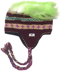 Pure Wool half fleece lined - hairy/patterned - ear flap hat - Assorted