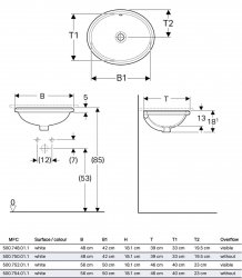 Geberit VariForm 500mm Oval Undercounter Basin - No Overflow