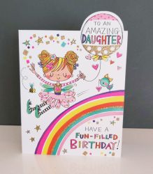 Birthday Card - Daughter Fairy - Glitter Die-cut - Cherry on Top