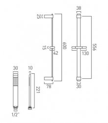 Vado Omika Single Function Slide Rail Shower Kit