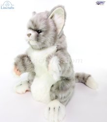 Soft Toy Hand Puppet Grey Cat by Hansa (25cm)H 7163