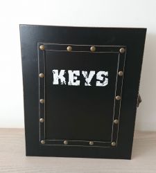 Key Storage Rack Vintage Style Cabinet Hooks Cupboard - Black
