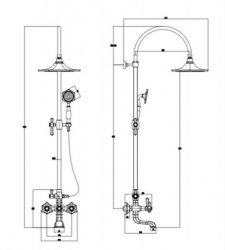 RAK Washington Exposed Thermostatic Shower Column Valve With Bath Spout And Shower Kit