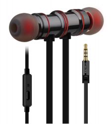 av:link 100.340 Stylish 3.5mm Metallic Magnetic Stereo Earphones - Black & Red