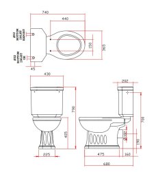 Silverdale Belgravia Close Coupled Toilet - Old English White