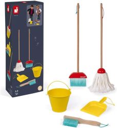 Cleaning Set Wooden Kids Toy Mop & Bucket - Janod