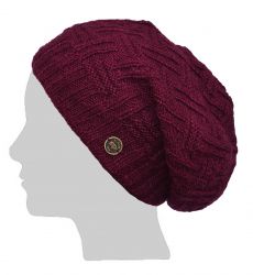 Pure Wool Basket weave slouch hat - Plum