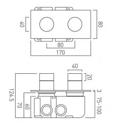 Vado Tablet 2 Outlet Thermostatic Valve with All-Flow Function