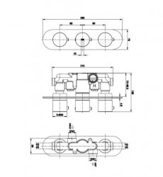 RAK Feeling Thermostatic 2 Outlet 3 Handle Grey Round Shower Valve