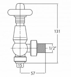 Bayswater Antique Brass Angled Thermo Radiator Valve C/W Lockshield (Rounded)