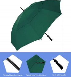 Large Golf Umbrella Double Canopy Vented Windproof Stormproof