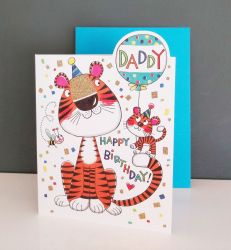 Birthday Card - Daddy Tiger - Glitter Die-cut - Cherry on Top