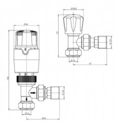 RAK Angled TRV8 Radiator Valve Set