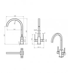 RAK Athens Modern Twin Lever Kitchen Sink Mixer Tap