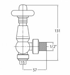 Bayswater Chrome Angled Thermo Radiator Valve C/W Lockshield (Rounded)