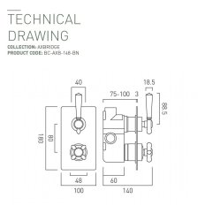 Booth & Co. Axbridge Cross 1 Outlet, 2 Handle Concealed Thermostatic Valve - Nickel