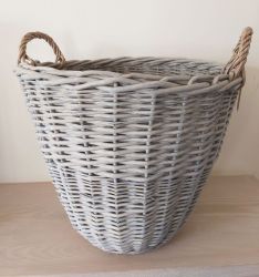 Large Grey Washed Willow Tall Log Basket