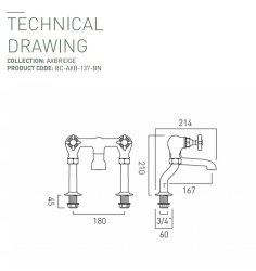 Booth & Co. Axbridge Cross Bath Pillar Taps - Nickel