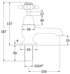 Bayswater Black & Chrome Crosshead Bath Taps with Dome Collar - Stock Clearance