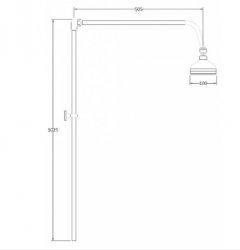 Bayswater Chrome Plain Rigid Riser Kit with 6 Inch Head