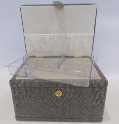 Herringbone Grey Medium Sewing Basket or Jewellery Box - Korbond
