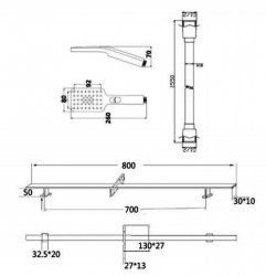 RAK Square Slide Rail Kit With 3 Function Shower Handset
