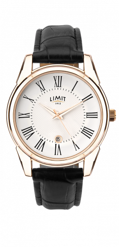 Limit Gents White Dial Black Strap Watch