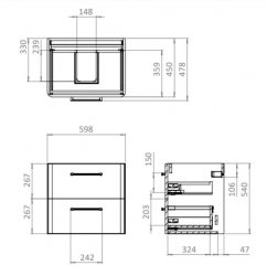 Britton Camberwell 600mm Wall Hung Frosted White Unit