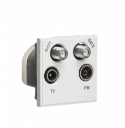 Knightsbridge Quadplexed SAT1/SAT2/TV/FM DAB Outlet Module 50 x 50mm - White - (NETQDWH)