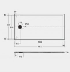 RAK Feeling Trays 1600 x 900 Black Rectangular Tray