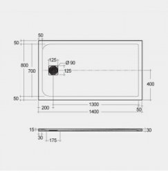 RAK Feeling Trays 1400 x 800 Grey Rectangular Tray