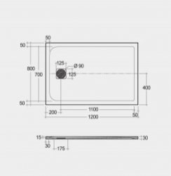 RAK Feeling Trays 1200 x 800 Black Rectangular Tray