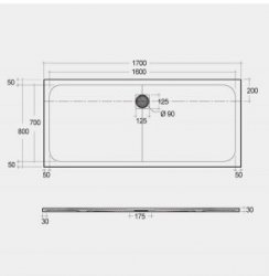 RAK Feeling Bathtub Replacement Trays 1700 x 800 Grey Bathtub Replacement Tray