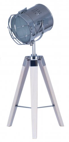 Pacific Lifestyle Capstan Wht Wash Wood/Slvr Metal Tripod TblLmp