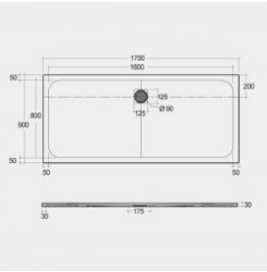 RAK Feeling Bathtub Replacement Trays 1700 x 900 Grey Bathtub Replacement Tray