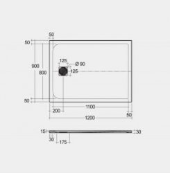 RAK Feeling Trays 1200 x 900 Grey Rectangular Tray