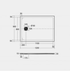 RAK Feeling Trays 1200 x 900 Black Rectangular Tray