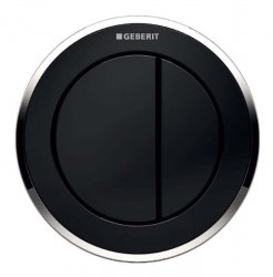 Geberit Type 10 Gloss Chrome/Black Dual Flush Button For 12 and 15cm Concealed Cistern