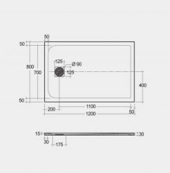 RAK Feeling Trays 1200 x 800 Grey Rectangular Tray