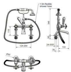 St James Bath/Shower Mixer with Cranked Legs