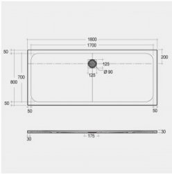 RAK Feeling Bathtub Replacement Trays 1800 x 800 Grey Bathtub Replacement Tray