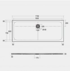 RAK Feeling Bathtub Replacement Trays 1700 x 700 Grey Bathtub Replacement Tray