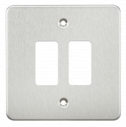 Knightsbridge Flat plate 2G grid faceplate - brushed chrome - (GDFP002BC)